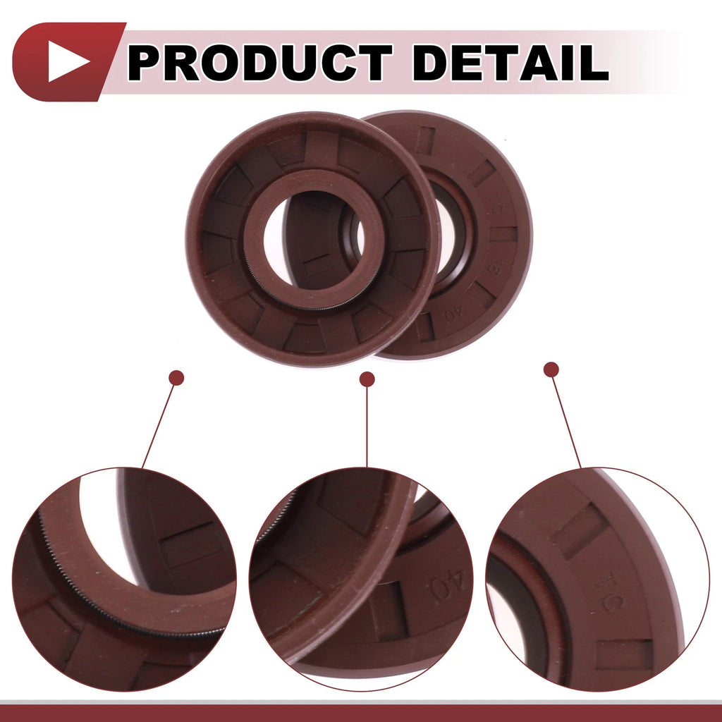 2X Oil Seal Rotary Shaft Seal for Various Models (18x40x10mm) FKM Rubber