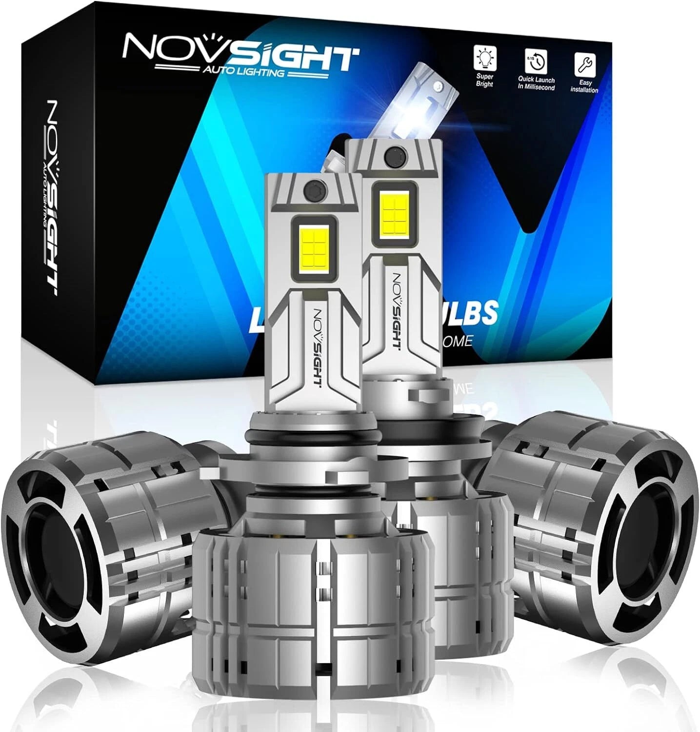 2X NOVSIGHT 9005 H11 LED Headlight Combo 6500K 400W 80000LM for Ford