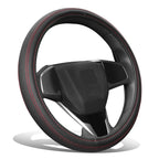 Steering Wheel Cover Red 15" for Universal Fit (Matte Grain Leather)