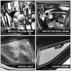 Pair of Black Housing Clear Side Headlights for Ford Focus (2015–2018)