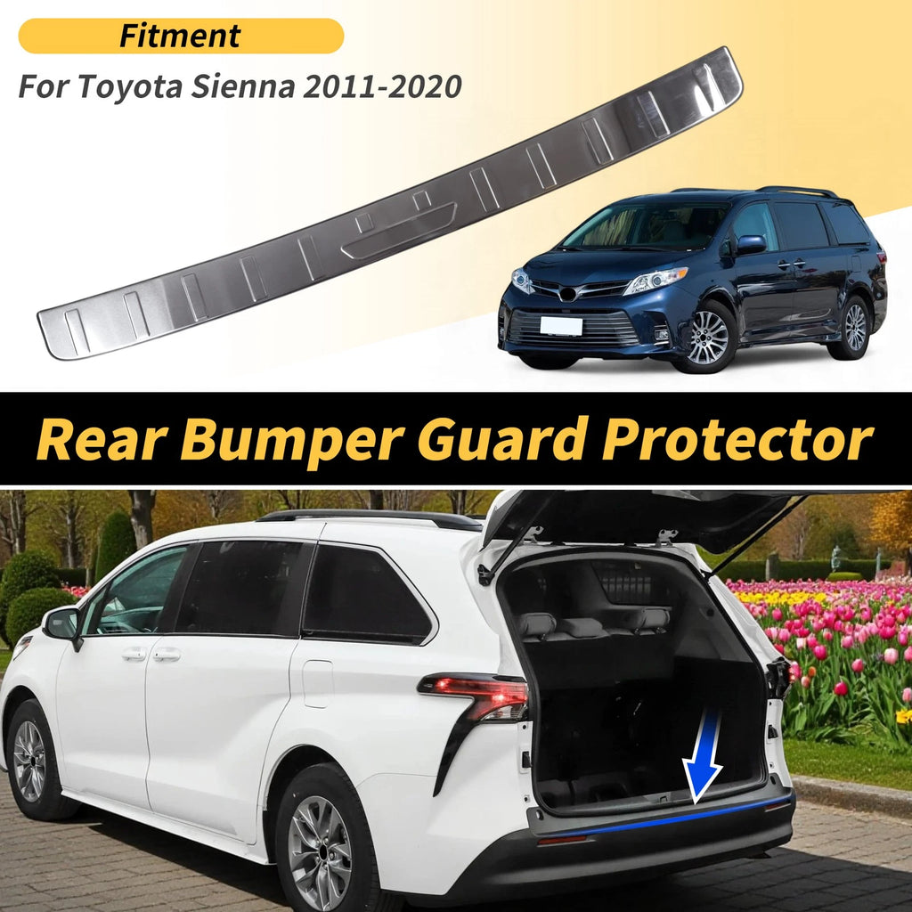 Rear Bumper Topper for Toyota Sienna (2011–2020) Silver Tone