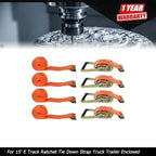 Set of 4 E Track Ratchet Tie Down Straps for Truck Enclosed Cargo Van