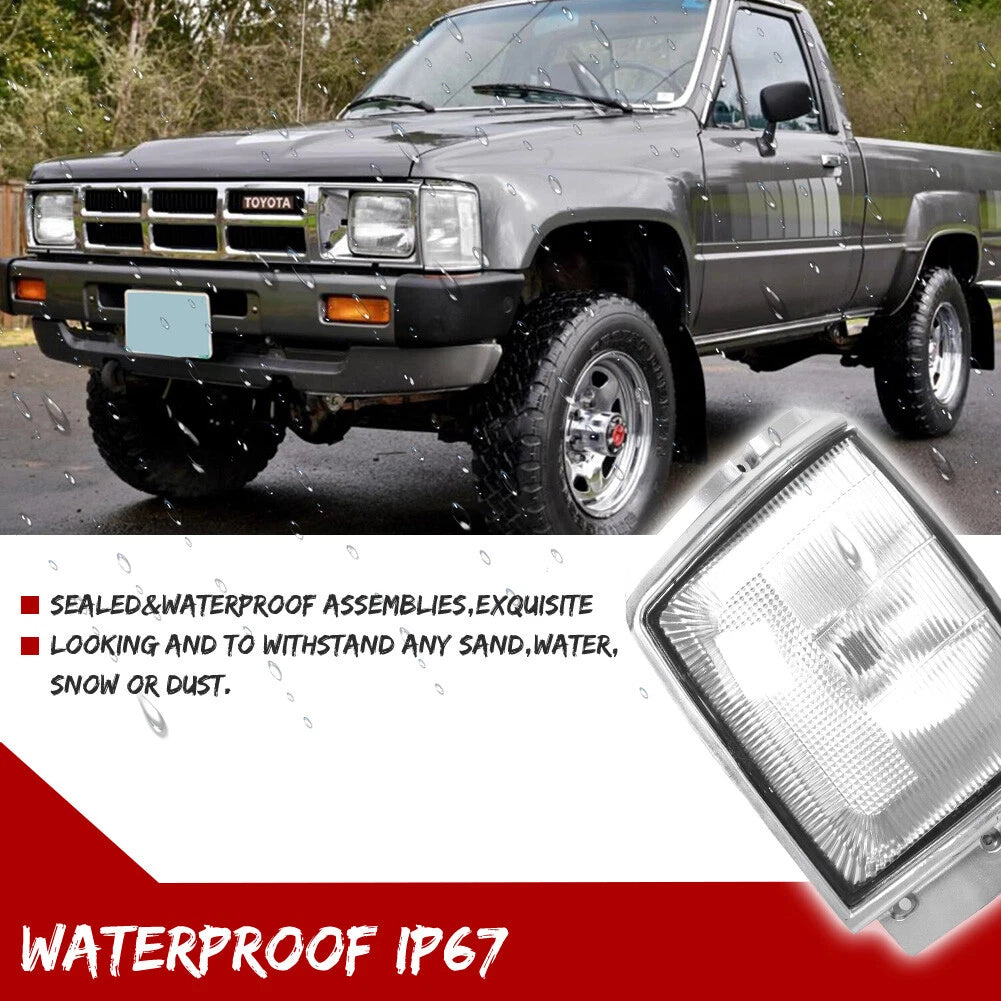2X Clear Front Bumper Corner Lights for Toyota Pickup & 4Runner (1984–1986)