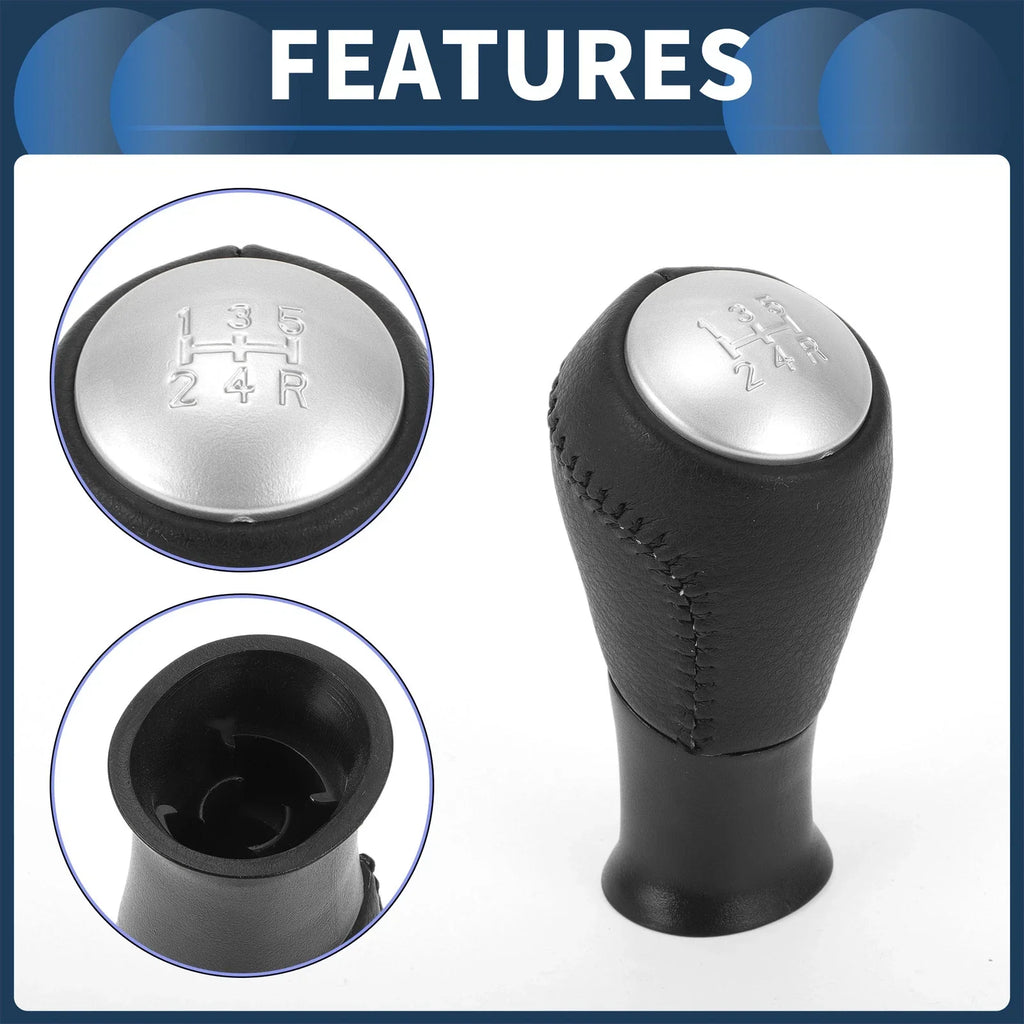 5 Speed Gear Shift Knob for Honda Accord (2003-2008) - Plastic Black Silver Tone