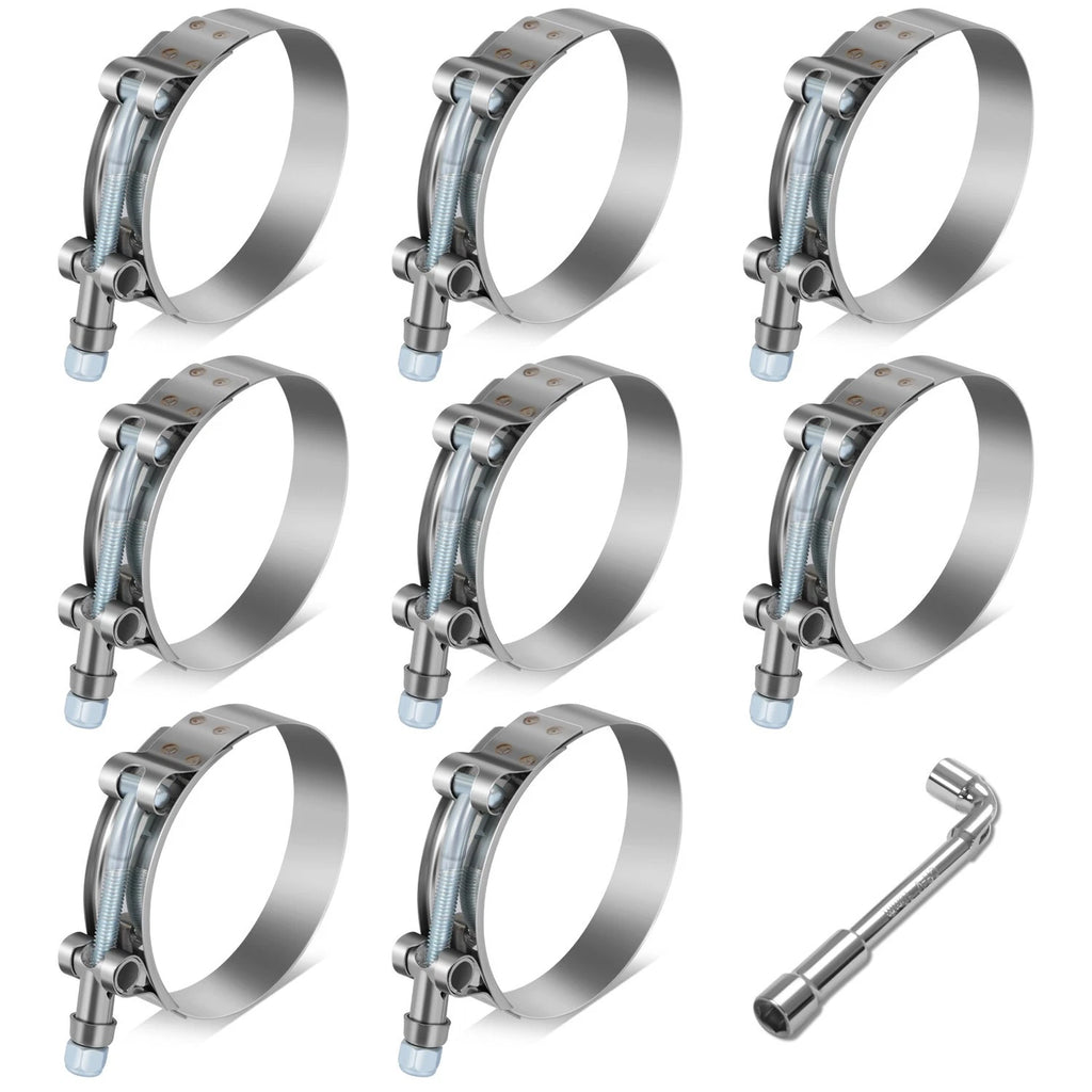 8PC Stainless T-Bolt Clamp Set for Turbo Exhaust Intercooler Silicone Coupler