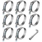 8PC Stainless T-Bolt Clamp Set for Turbo Exhaust Intercooler Silicone Coupler