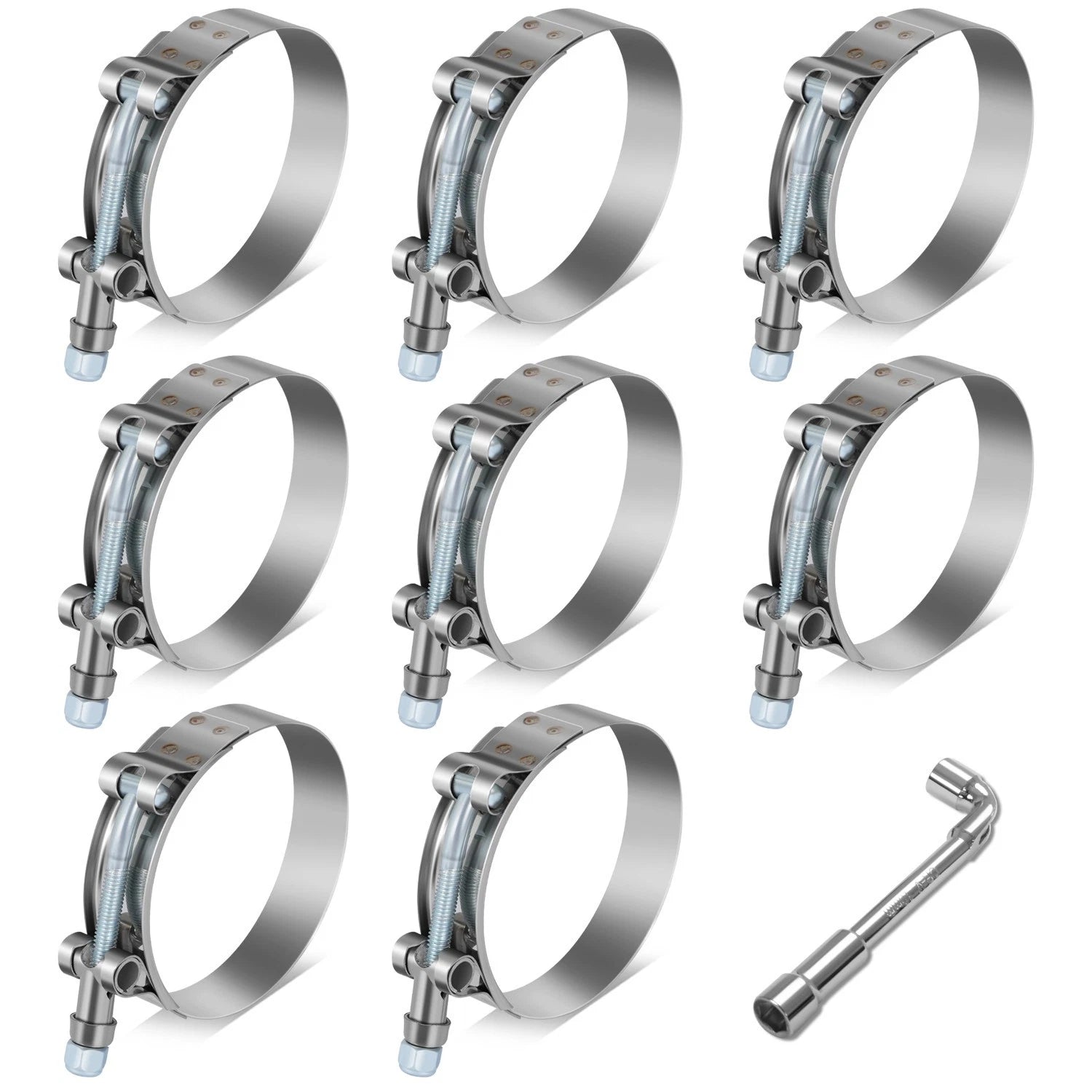 8PC Stainless T-Bolt Clamp Set for Turbo Exhaust Intercooler Silicone Coupler