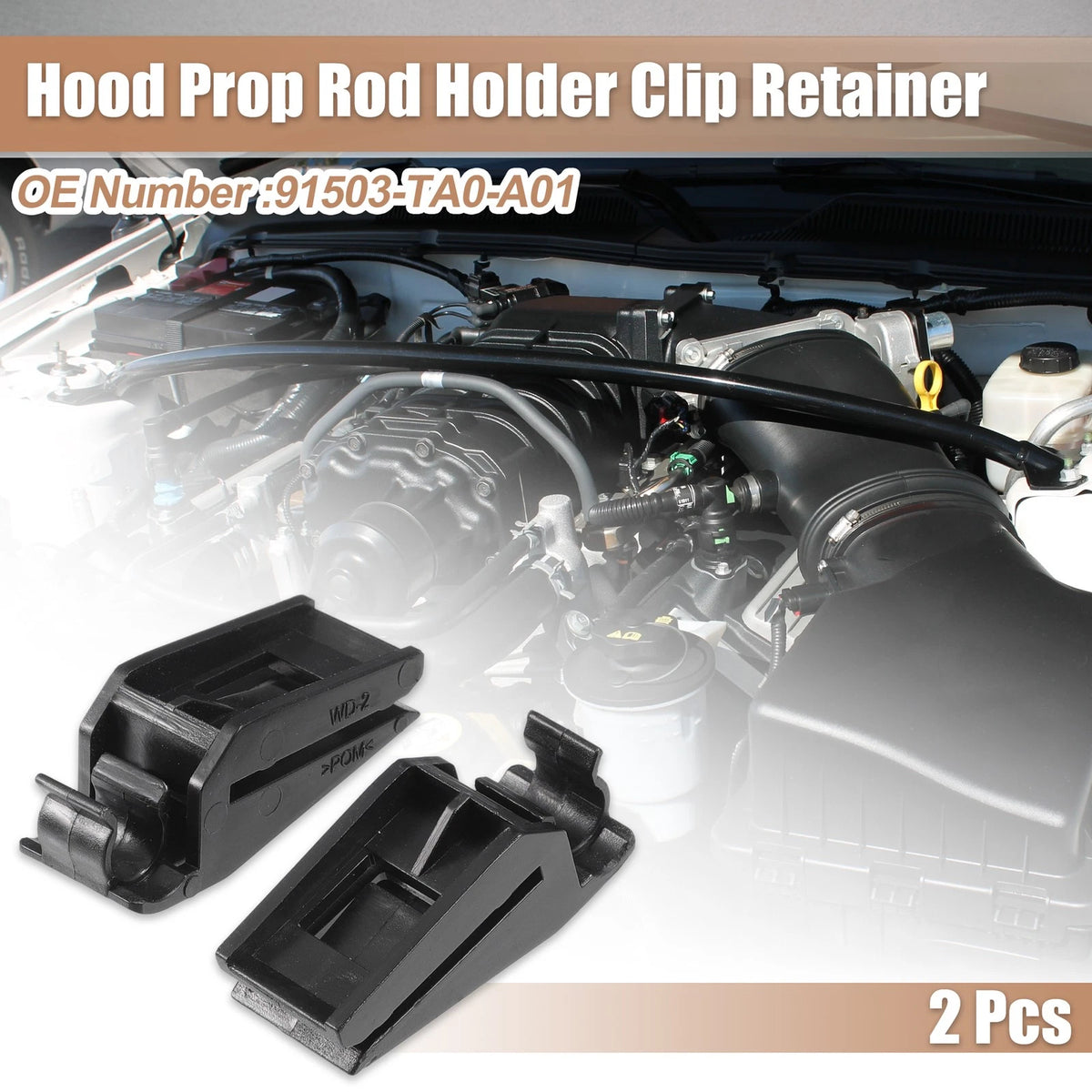 2X Hood Prop Rod Holder Clip Retainer for Honda Accord (2008–2012)