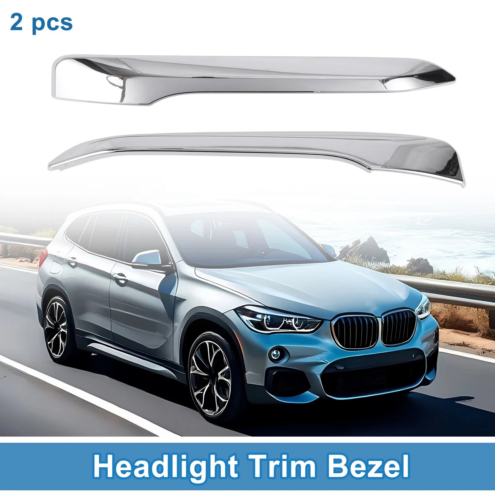 2X Headlight Trim Bezel for BMW X1 F48 (2016–2019)
