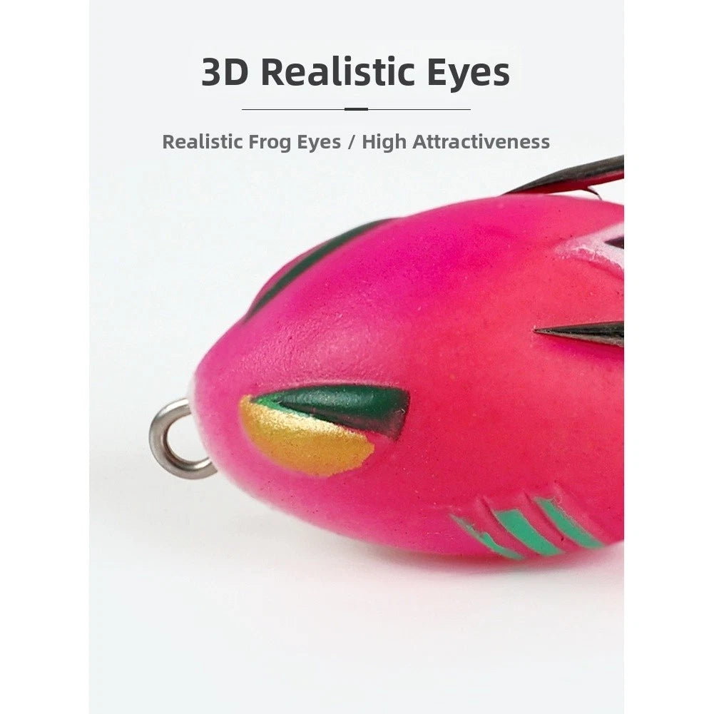 Set of 5 Soft Silicone Floating Frog Lures for Bass Fishing