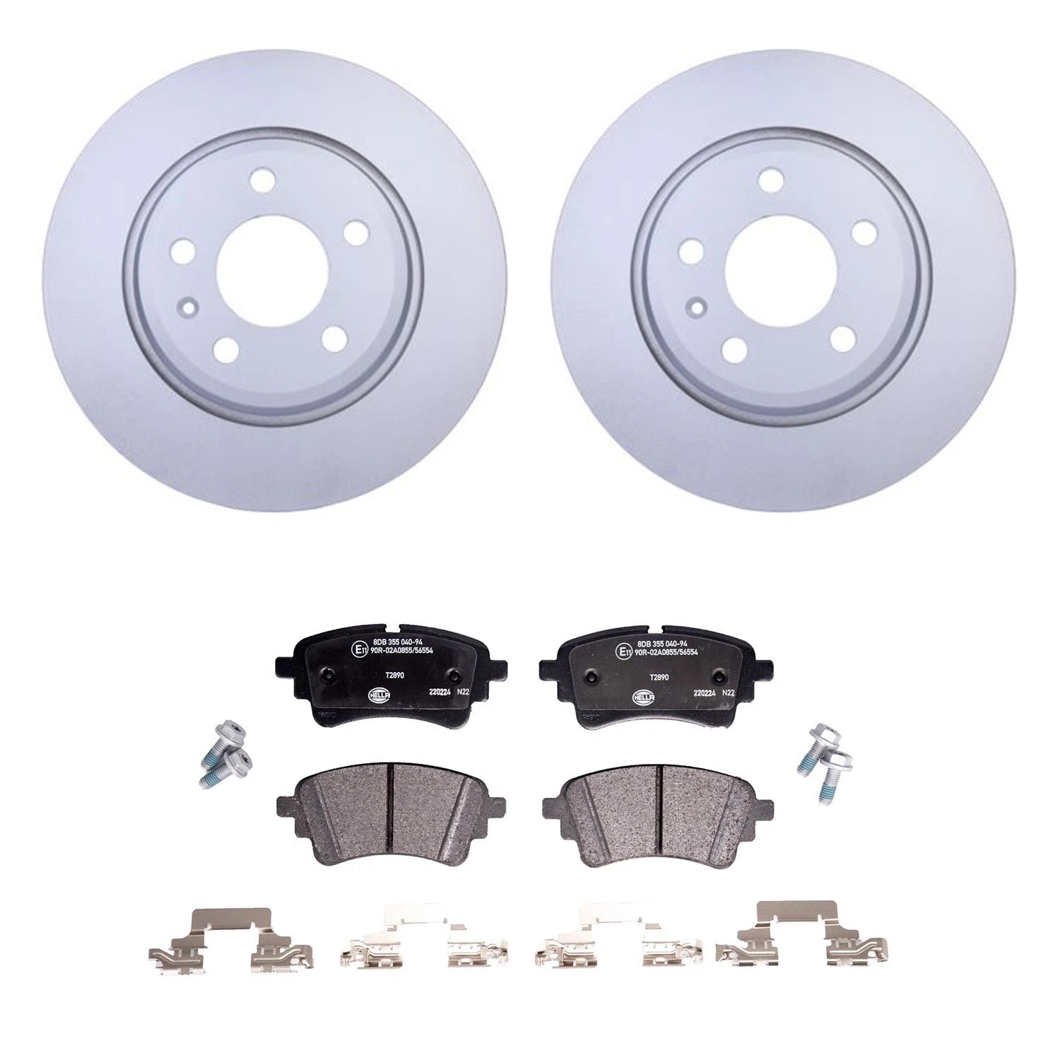 Hella Rear Rotors & Low-Met Disc Brake Pad Kit for Audi A4 A4 Quattro A5 (2010–2020)