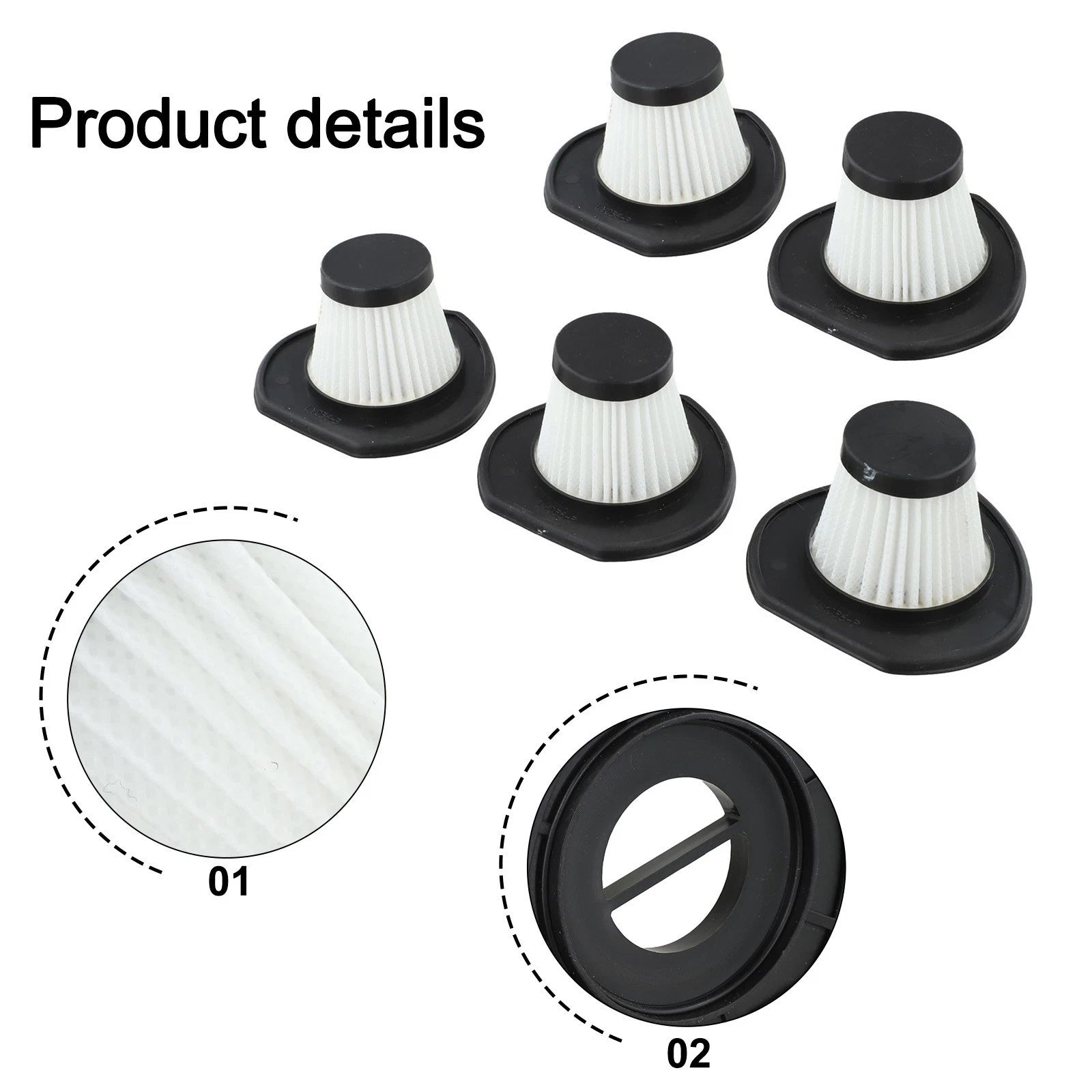 Set of 5 Filters for Zerodeko Vacuum Cleaner Parts