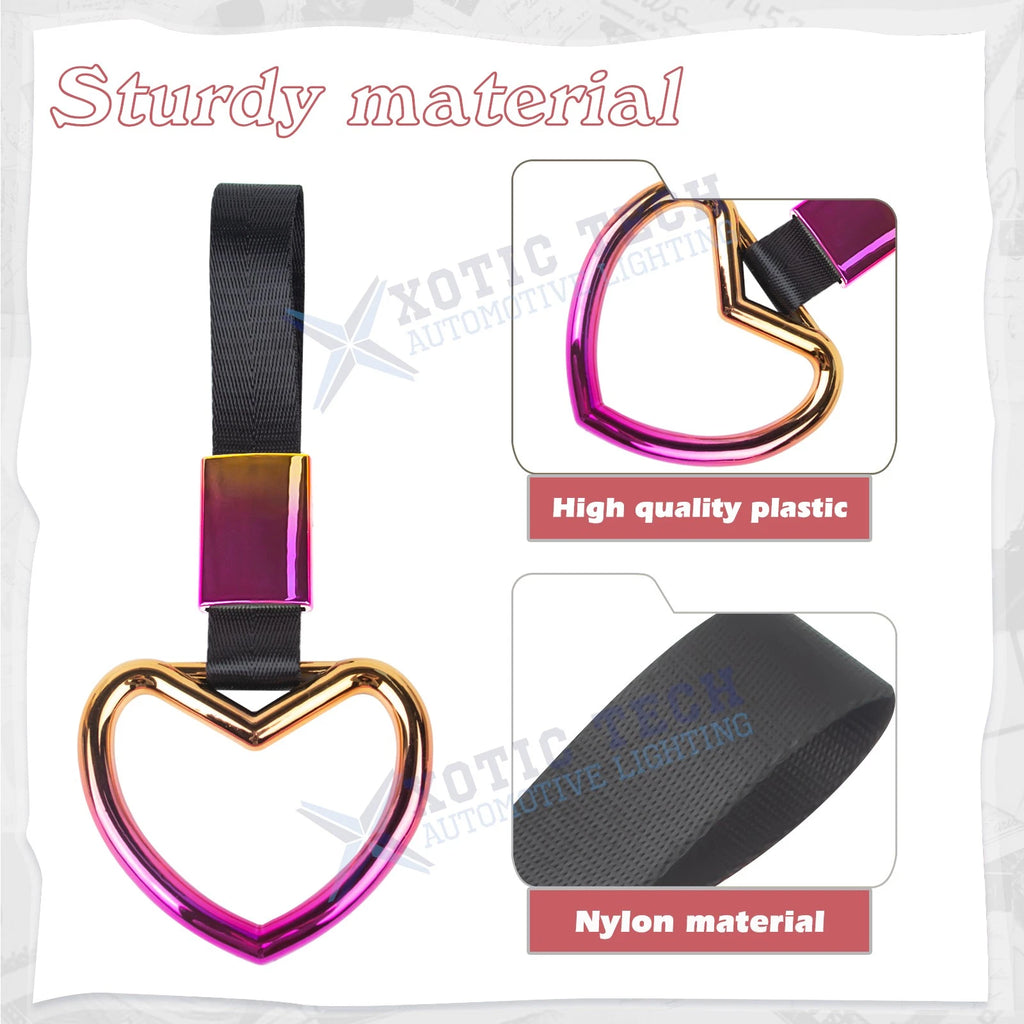 Iridescent Heart-Shaped Japanese Car Door Handle Charm Drift Hanger (-)