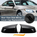 Set of 2 Rearview Mirror Cover Caps Gloss Black for BMW 5 Series (E61 E63 F10 F11)