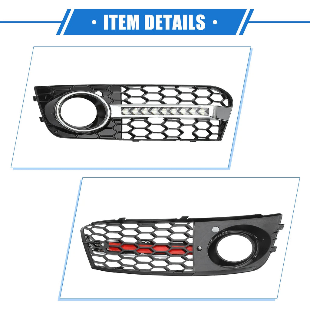 Front Bumper Fog Light Grille with LED 8KD807682 for Audi A4 B8 (2009–2011)