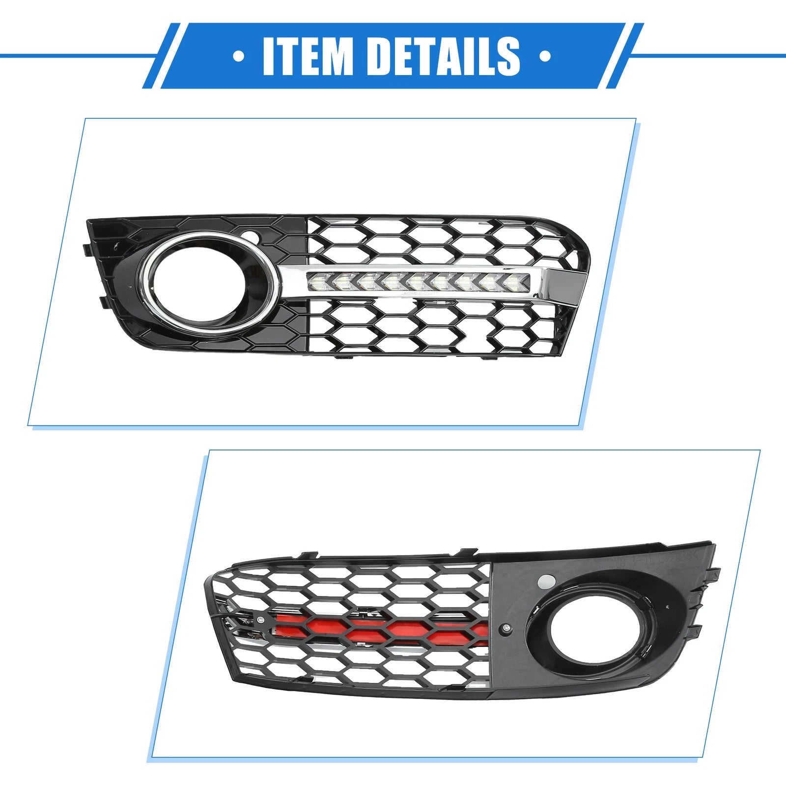 Front Bumper Fog Light Grille with LED 8KD807682 for Audi A4 B8 (2009–2011)