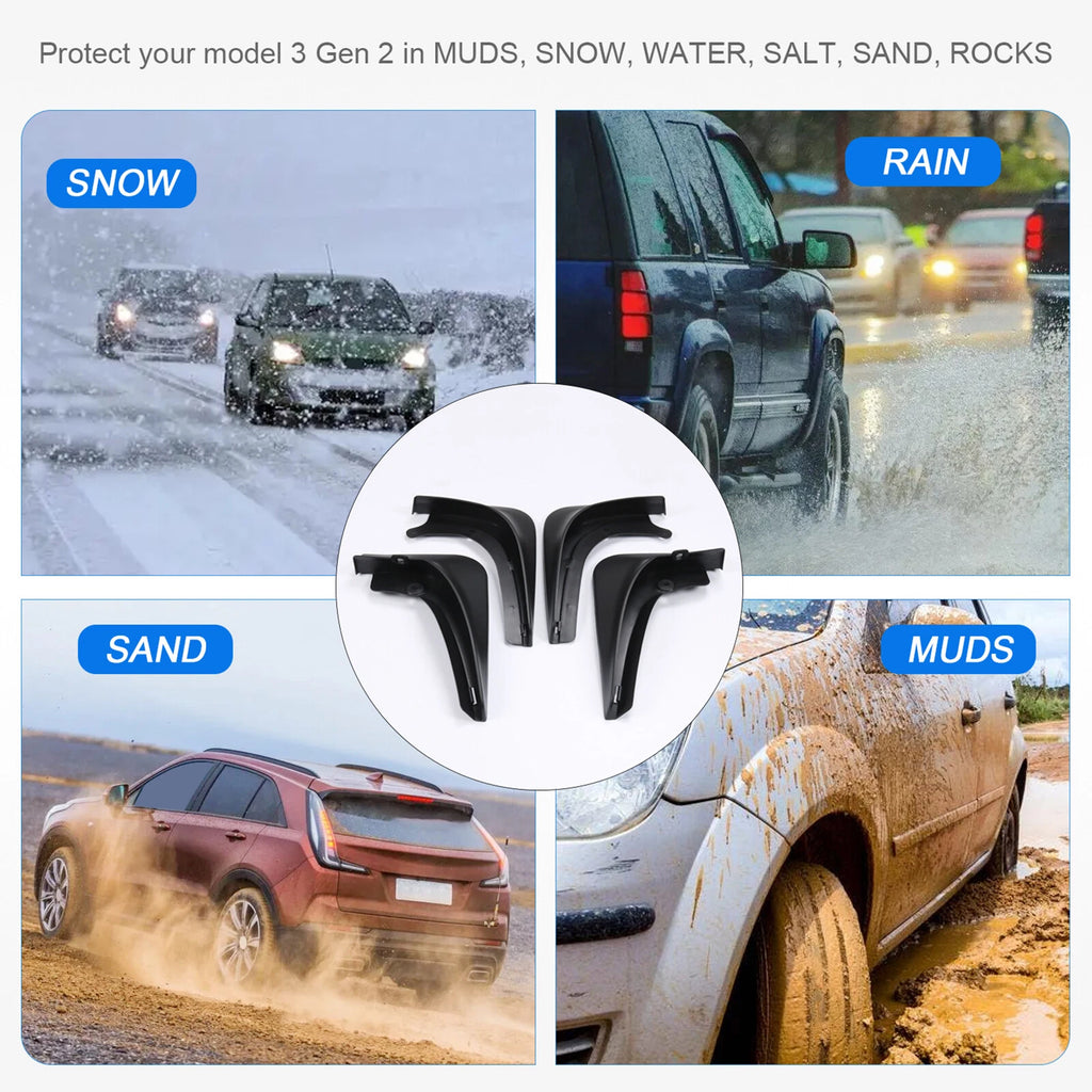 Set of 4 Mud Flaps for Tesla Model 3 (2016-2022)