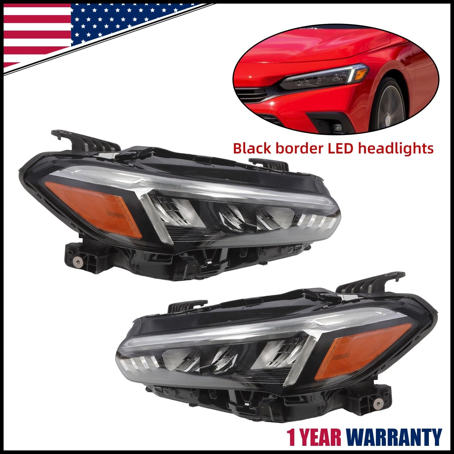 Headlight Pair for Honda Civic (2022–2023) - Sport Touring, OEM
