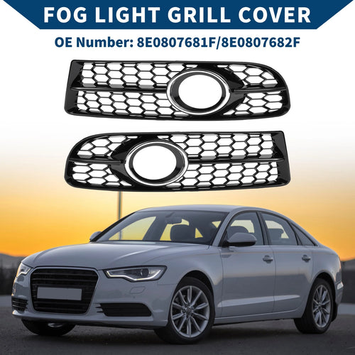 1 Pair Fog Light Grills for Audi A4 B7 S4 (2005–2008) No. 8E0807681F/8E0807682F