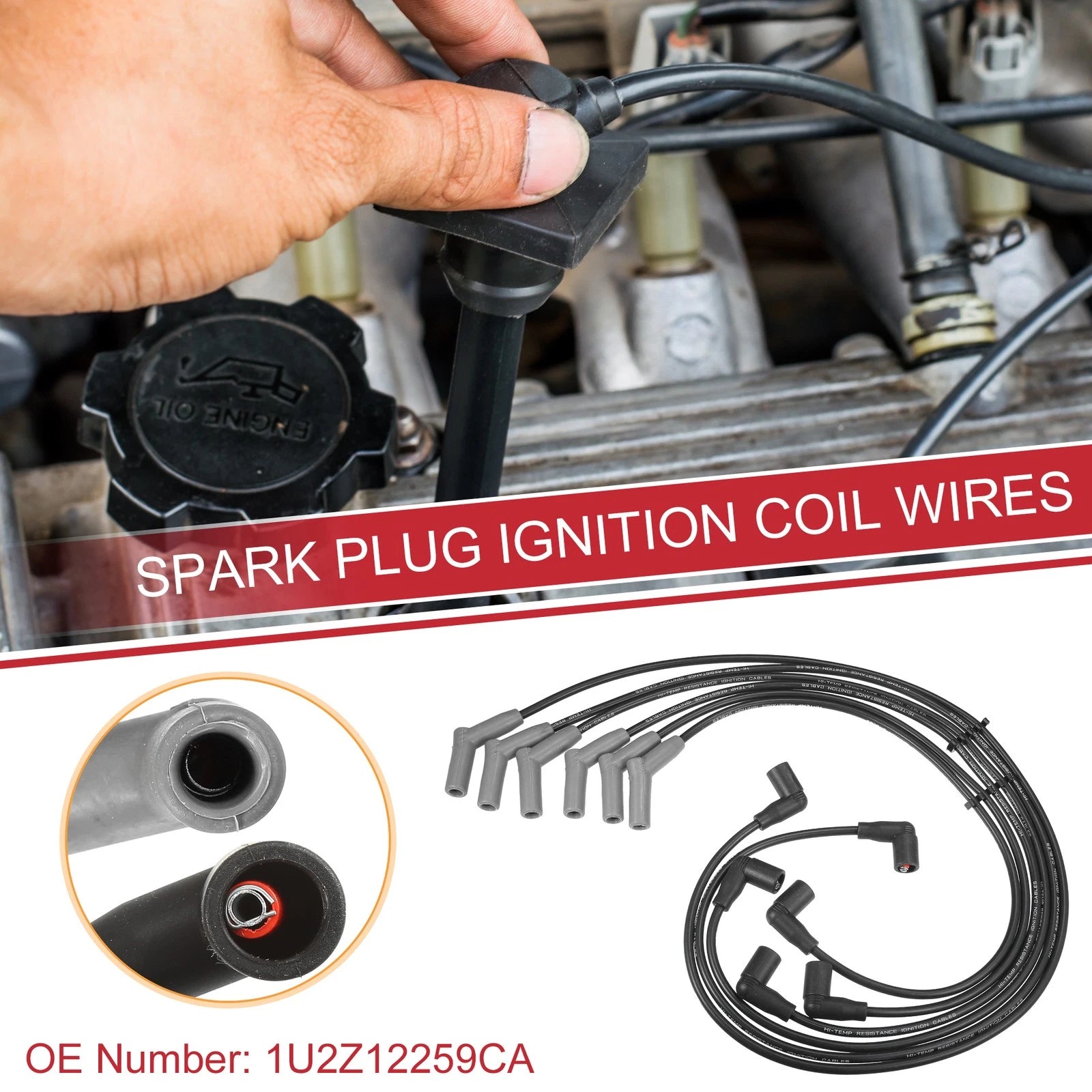 6 Pcs Spark Plug Wire Ignition Coil Cable No. 1U2Z12259CA for Ford Windstar (1995–2003)