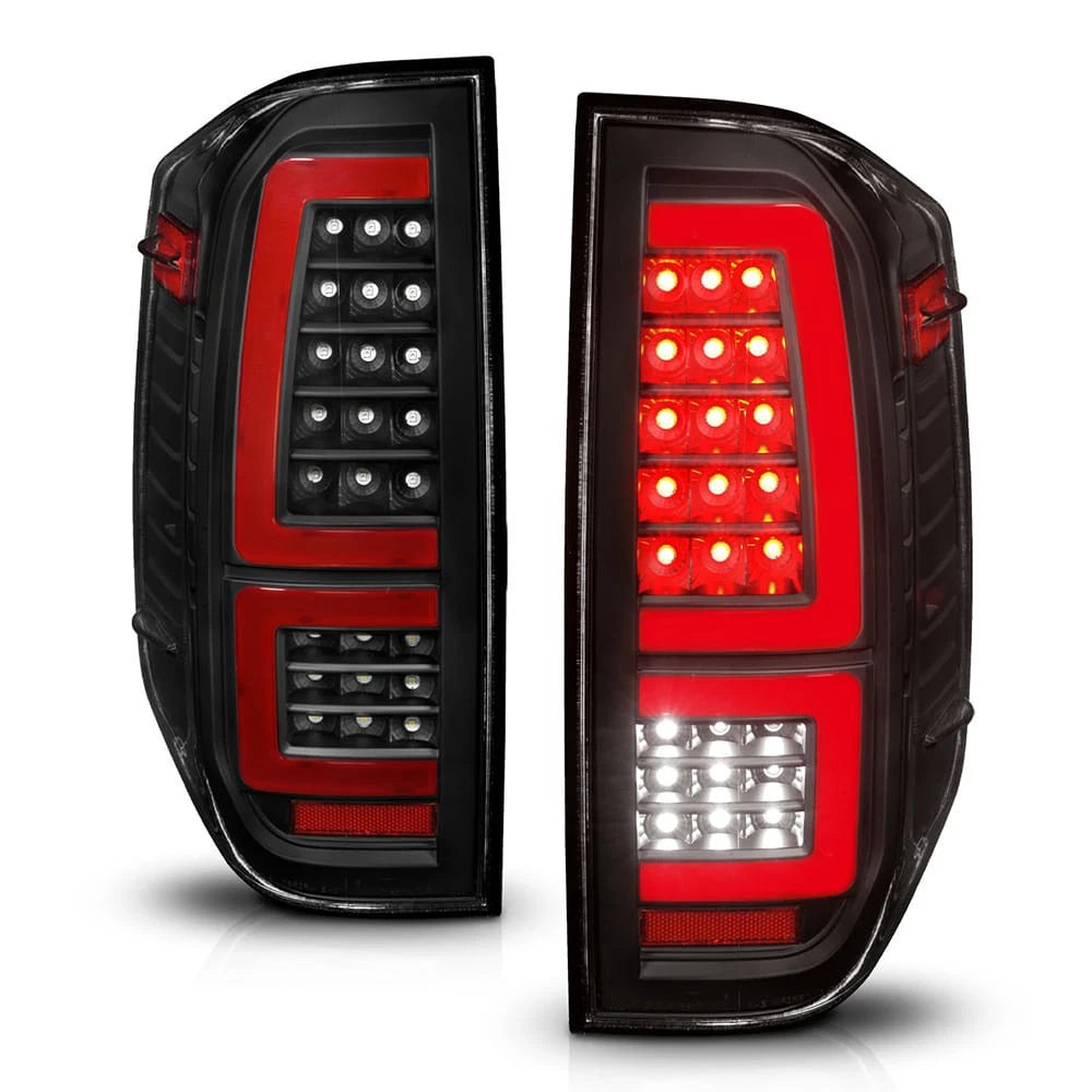 Tail Light Assembly with Black Clear Lens and Light Bar for Toyota Tundra (2014–2021)