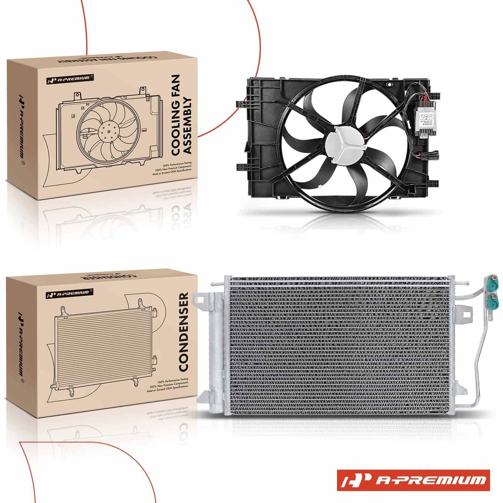 A/C Condenser and Cooling Fan Assembly Kit for Ford Fusion (2013–2020)