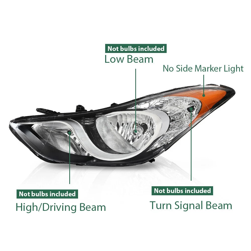 Headlight Assembly for Hyundai Elantra (2011–2013) Halogen