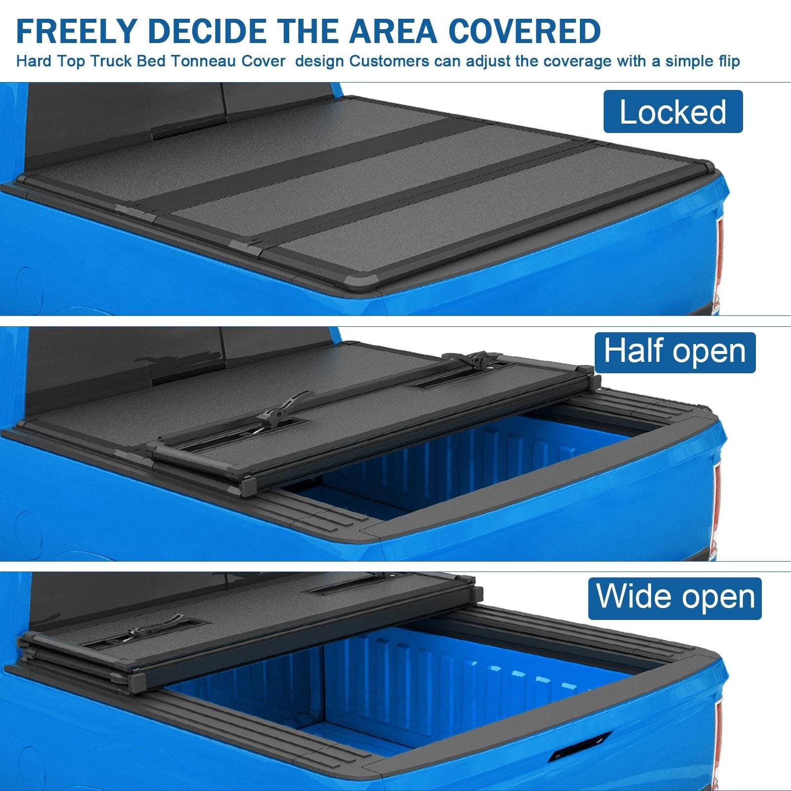 Tri-Fold Hard Tonneau Cover for Dodge Ram 1500/2500/3500 (2002–2021) 8FT Bed