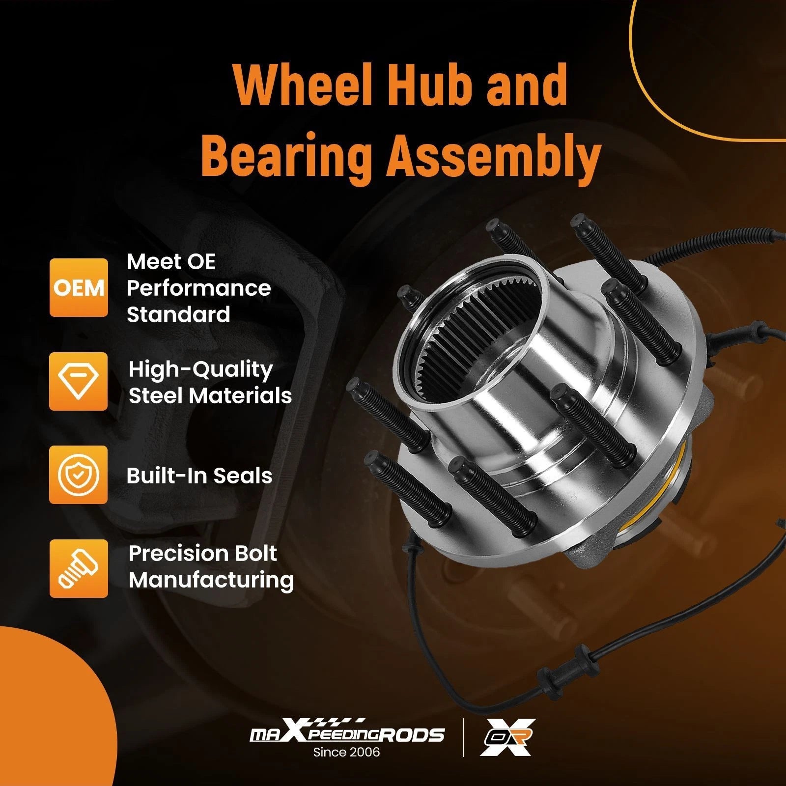 Set of 2 Front Wheel Bearing Hubs for Ford F-250/F-350/Excursion (2003–2005) 515056 w/ABS