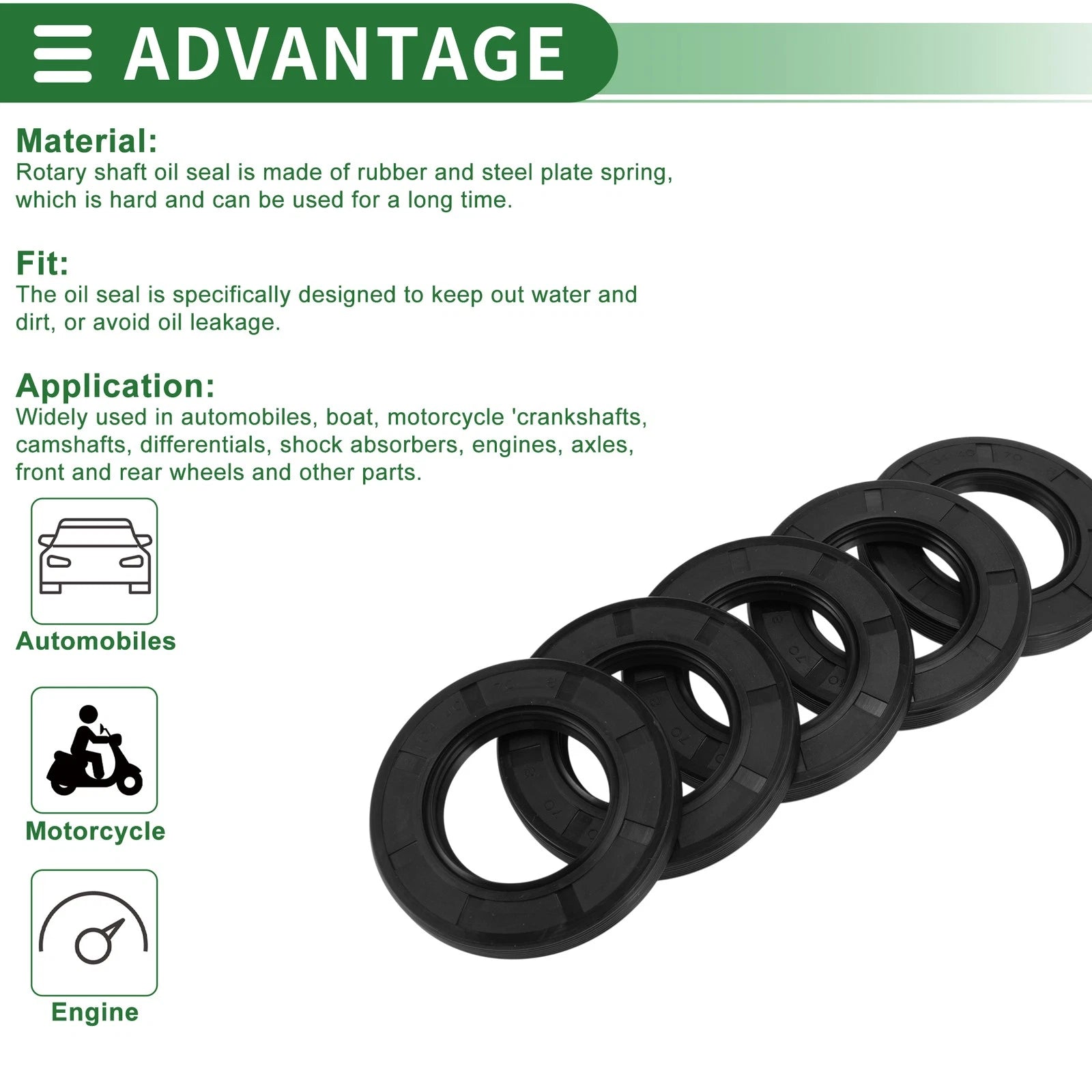 Oil Seal for Various Models (40x70x8mm, NBR Rubber, High Pressure)