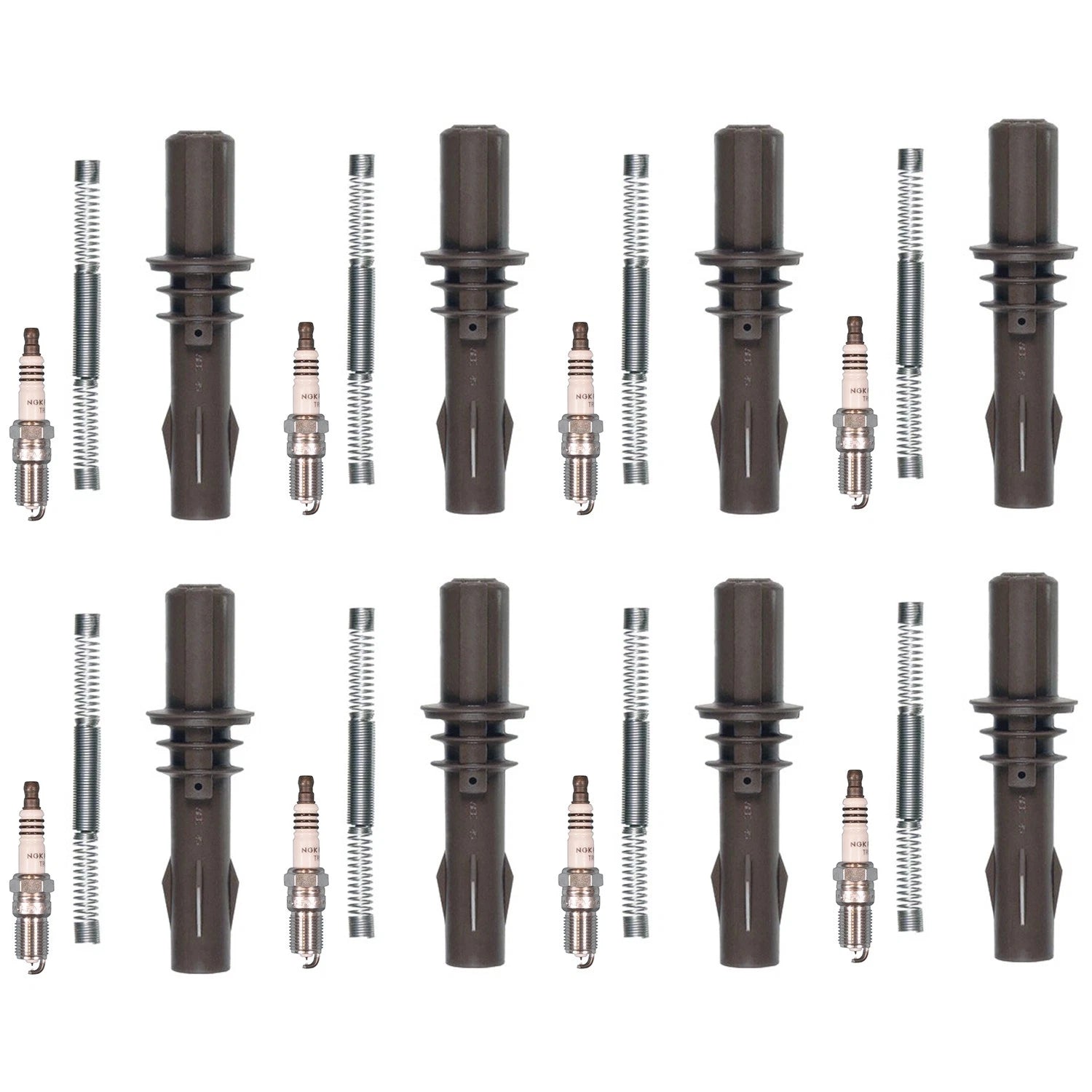 NGK 8 Ruthenium HX Spark Plugs & Denso Coil Boots Kit for F-150 (1997–2003)