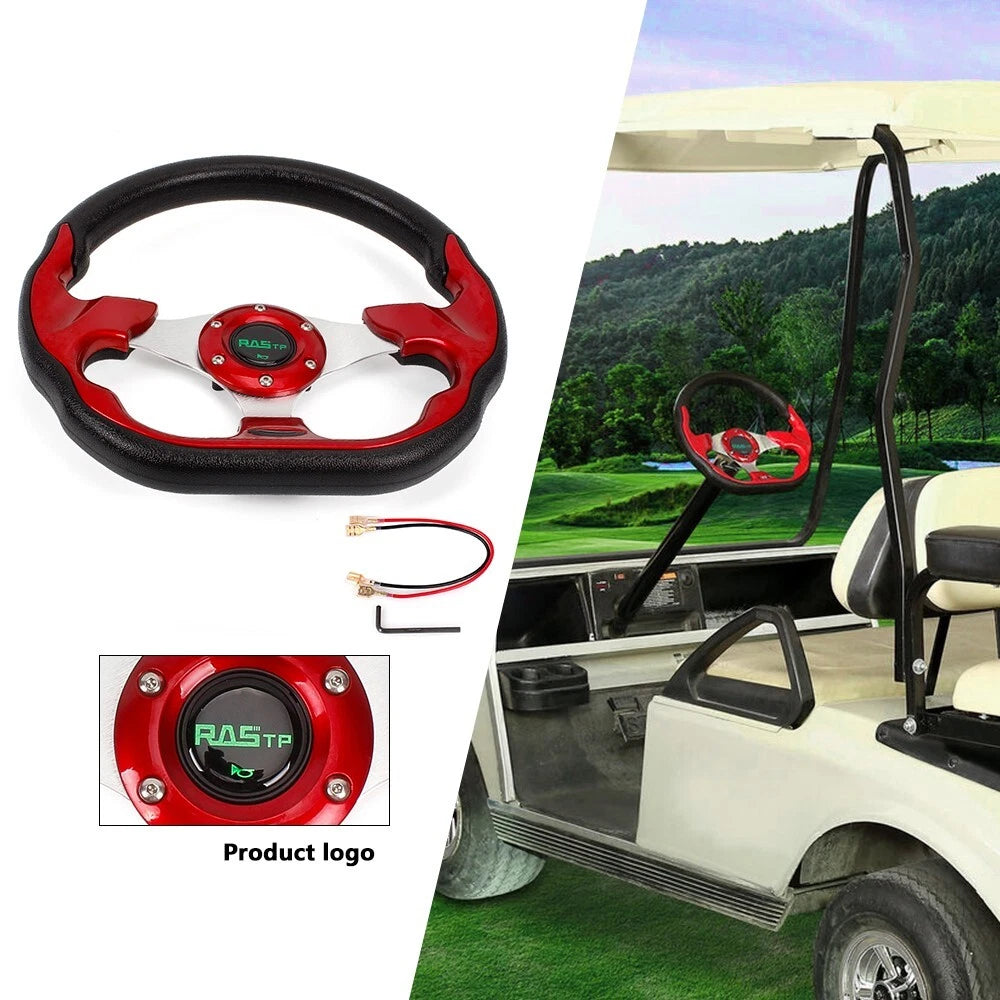 13" Red Steering Wheel with Horn Button and Quick Release Adapter