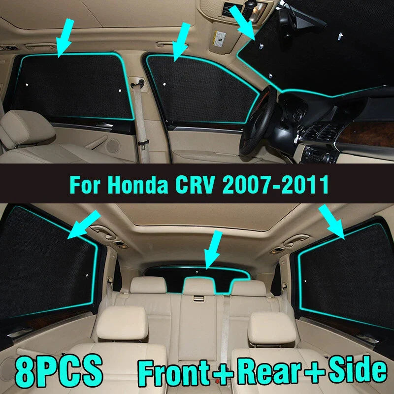 8X Front Side Rear Window Windshield Privacy Sunshade for Honda CRV (2007-2011)