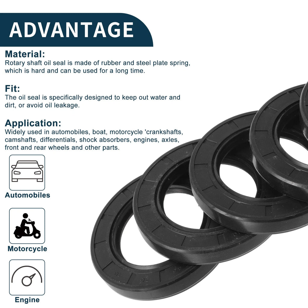 Set of 5 Oil Seal Ring 45x70x10mm NBR Rubber for Rotary Shaft