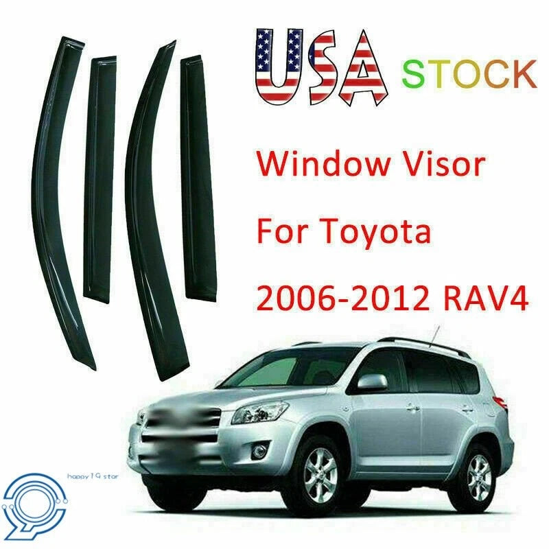 Set of 4 Black Vent Window Visors for Toyota RAV4 (2006–2012)