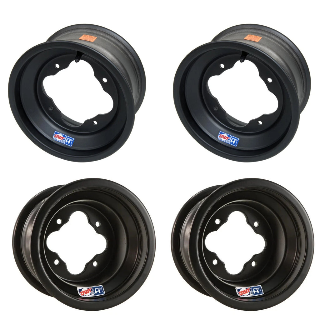 Set of 2 DWT A5 Matte Black Rolled Lip Rims for TRX 450R 400EX 250R 300 (10" & 9")