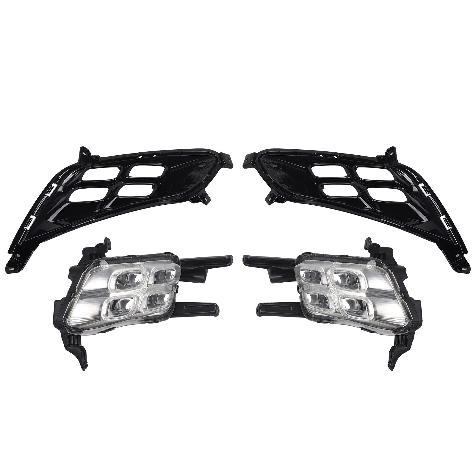 Set of 2 Fog Lights for Kia Optima (2014–2015) LH + RH with LED DRL Bezel