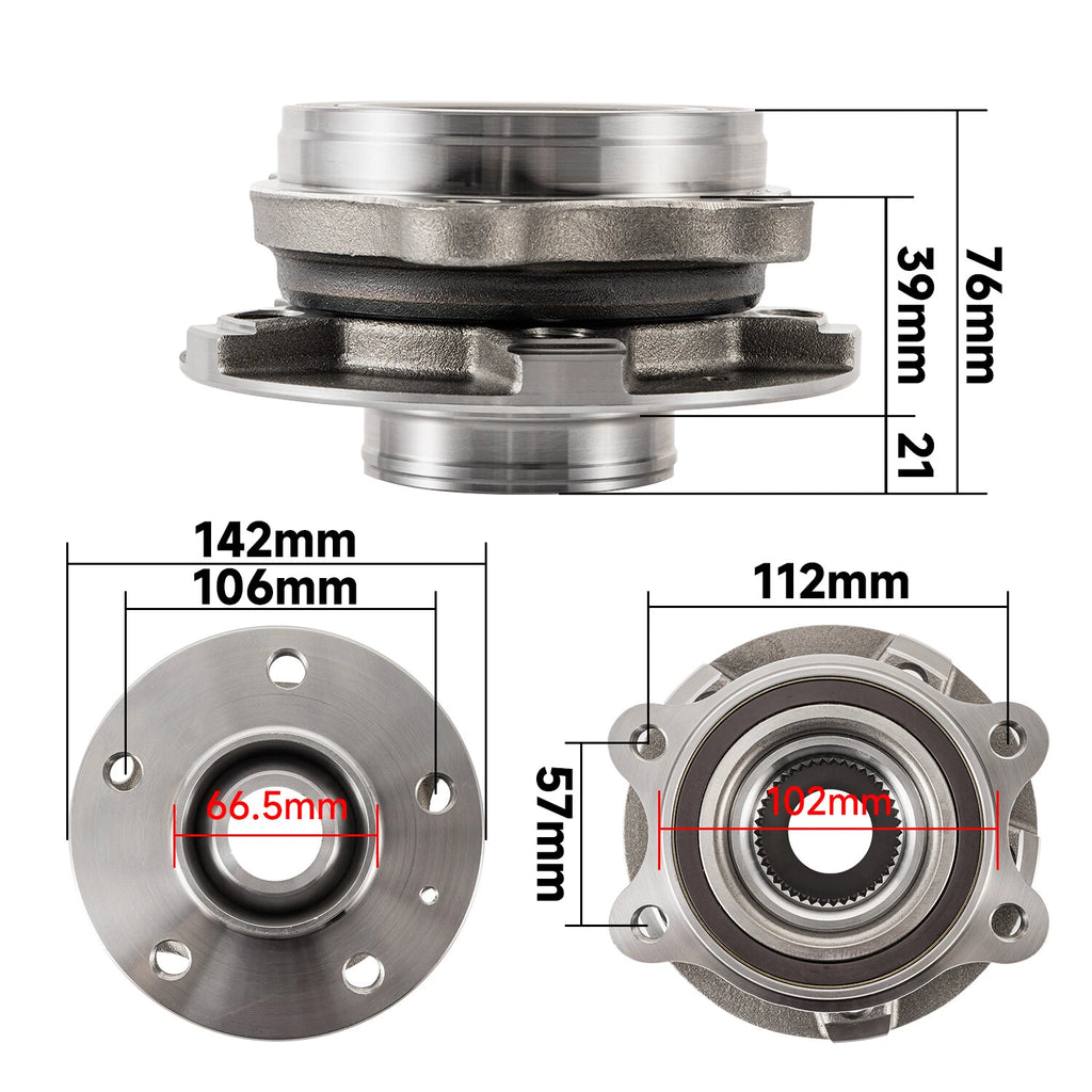 2Pcs Front Wheel Hub Bearing Assembly for Audi A4 A5 A6 A7 Q5 Q7 (2008–2020)