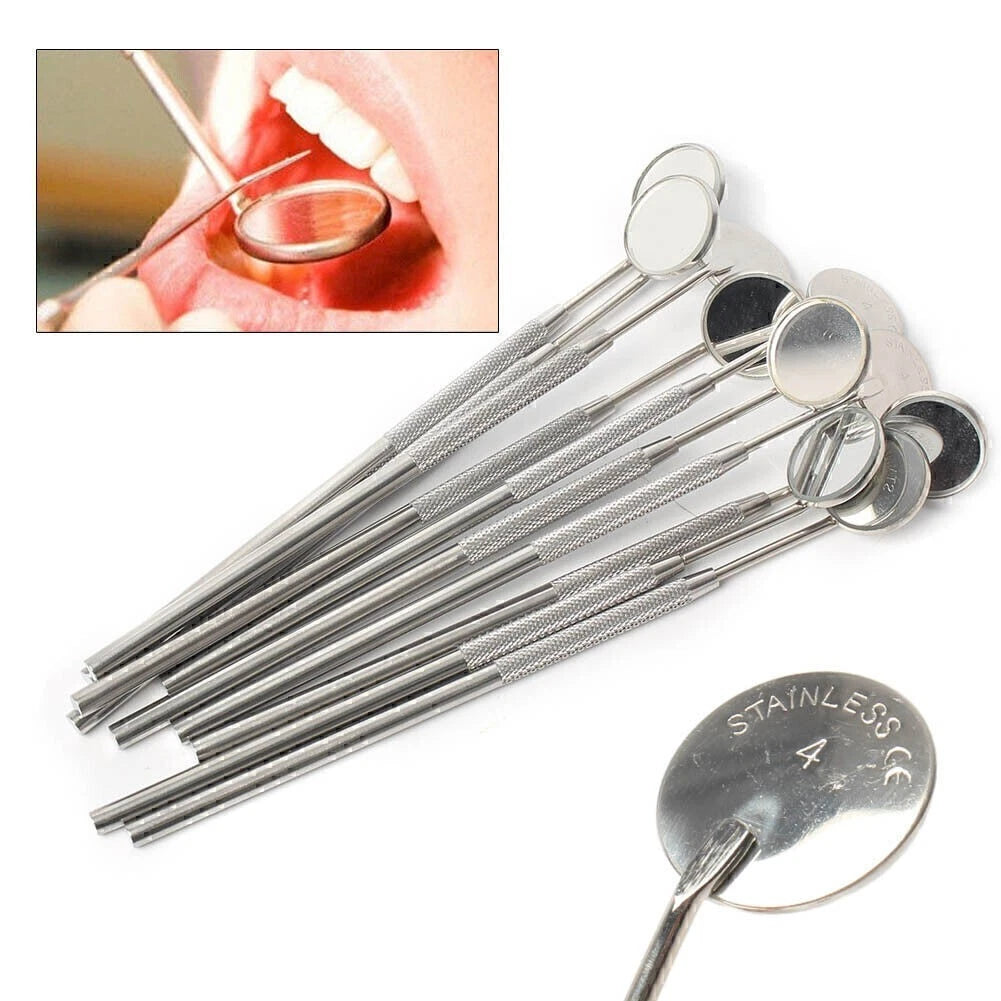 10x Dental Mouth Mirror with 4# Reflector Handle Tool Stainless Steel