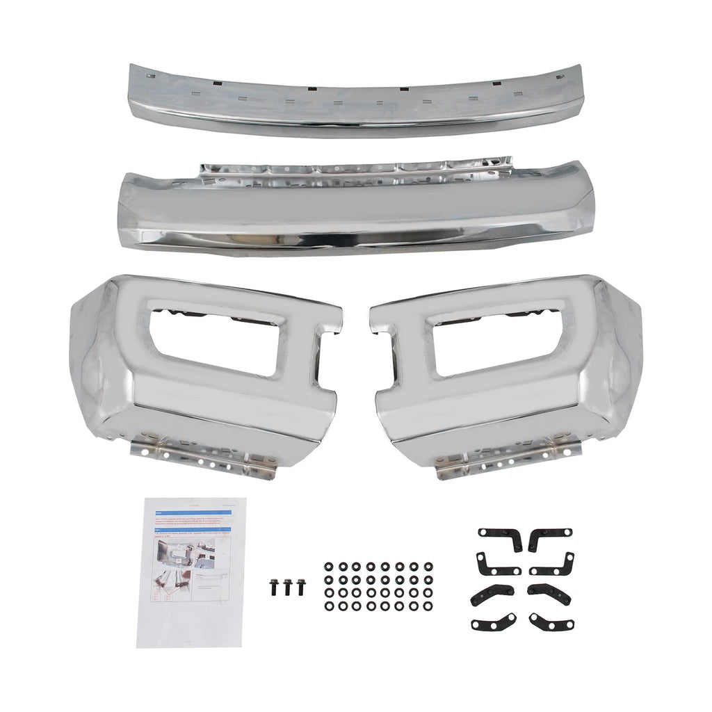 Chrome Front Bumper Face Bar with Fog Hole for Ford F250 F350 (2017–2019)