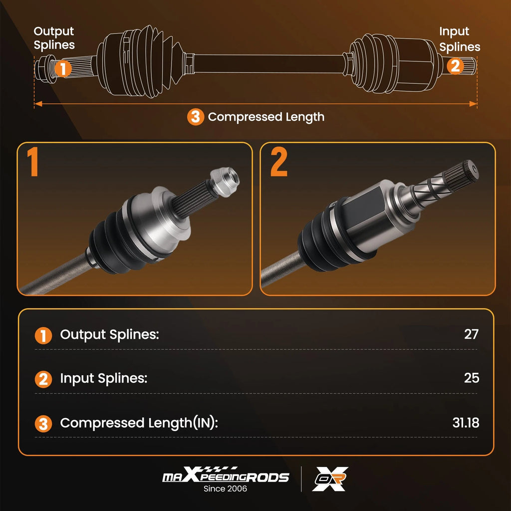 Pair Front CV Axle Shafts for Subaru Crosstrek XV (2014-2016)