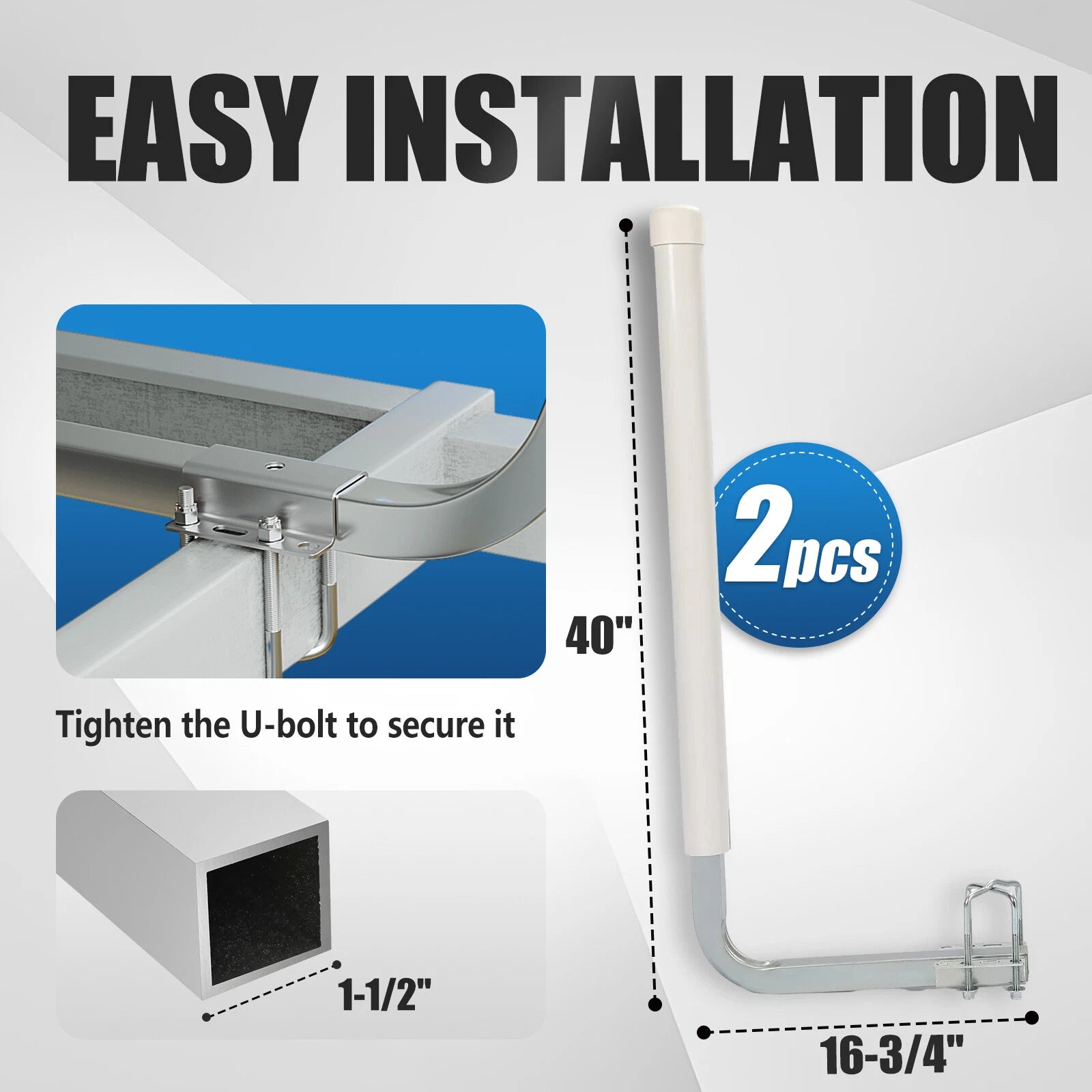 2X Boat Trailer Guide On 40" Zinc-Plated Post PVC Poles for Sailboat Trailer