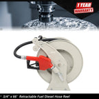 Retractable Diesel Fuel Hose Reel 3/4" x 66' with Auto Refueling Gun