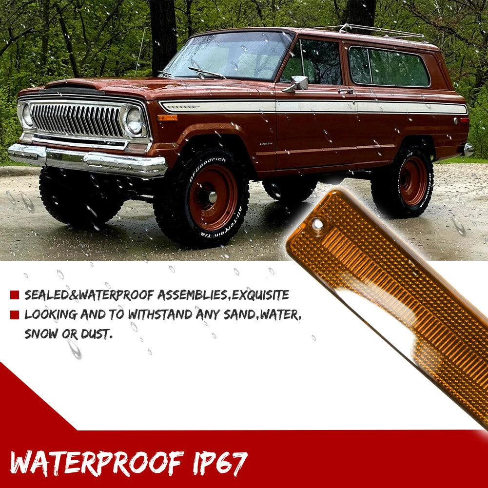 2X Amber Lens Front Side Marker Lights for Jeep J Series