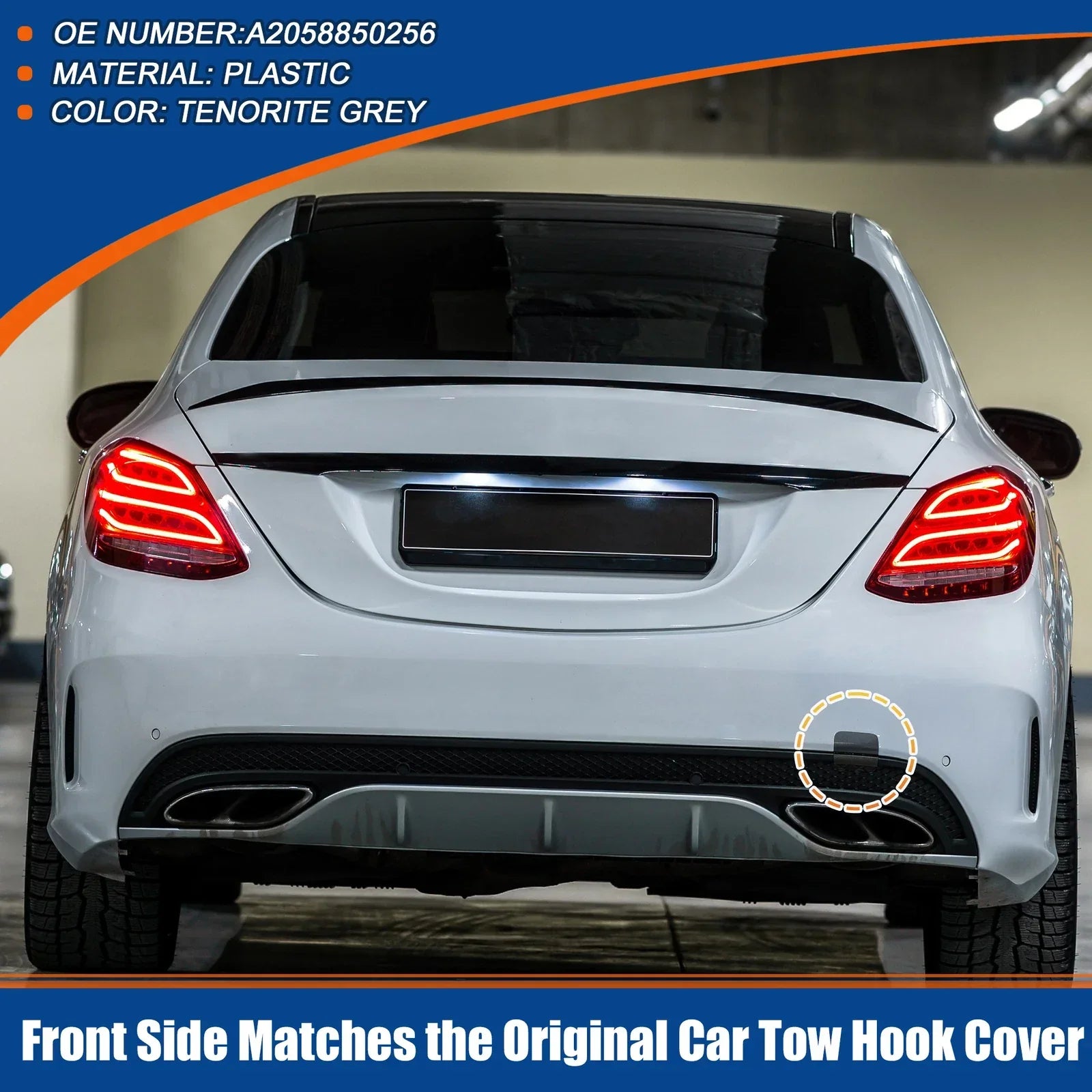Rear Bumper Tow Hook Cover for Mercedes-Benz (2019-2023) - Tenorite Grey
