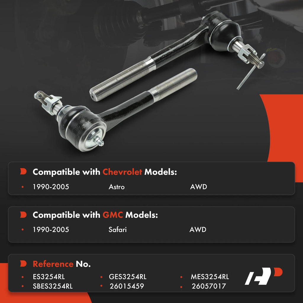 2X Front Outer Tie Rod Ends for GMC Safari Chevrolet Astro (1990–2005)