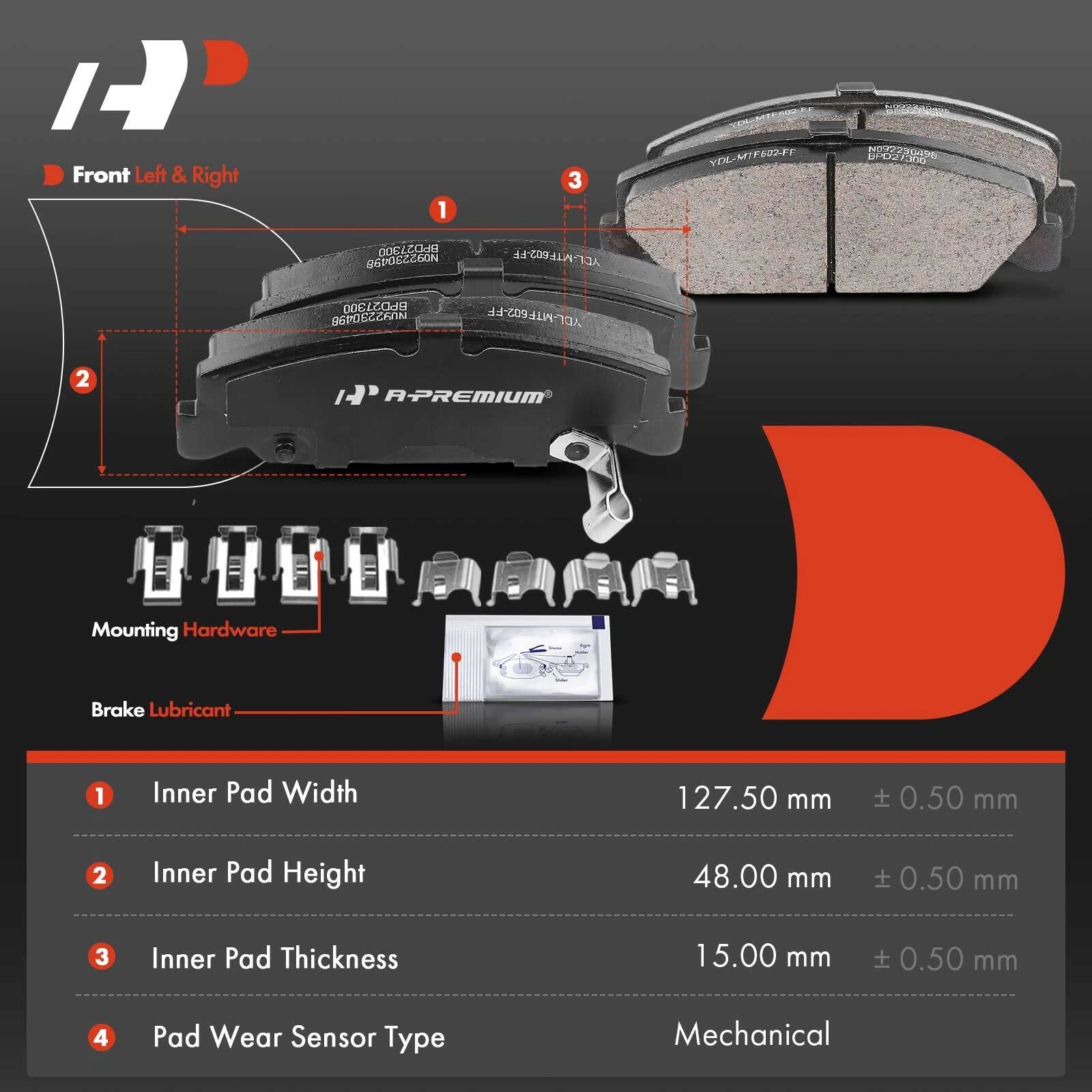 Set of 4 Front Side Ceramic Brake Pads for Honda Civic Accord