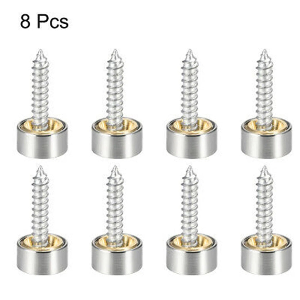 Set of 8 Mirror Screws for Stainless Steel Brushed