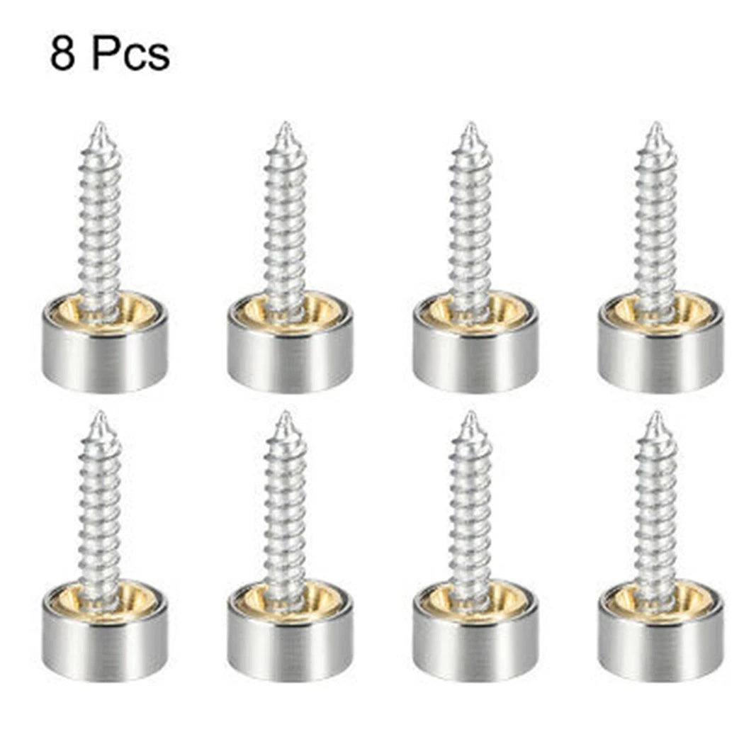 Set of 8 Mirror Screws for Stainless Steel Brushed