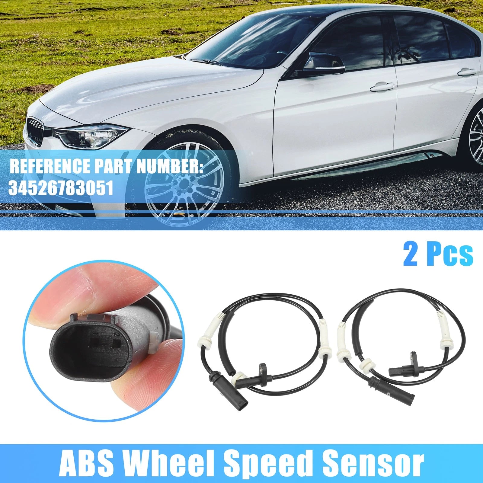 2Pcs ABS Wheel Speed Sensor for BMW 228i (2016) No. 34526783051